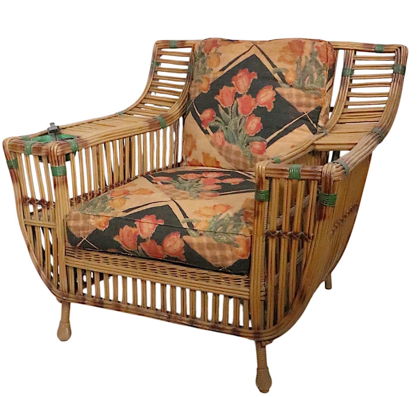 Osier Ensemble de trois pièces de canapés Art Déco en osier fendu et deux chaises longues en vente
