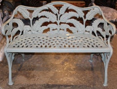Three-Piece Set of Cast Iron Garden Furniture in Celadon Green