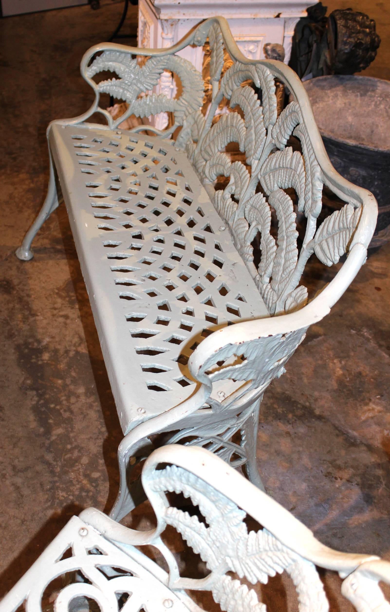 Three-Piece Set of Cast Iron Garden Furniture in Celadon Green 1