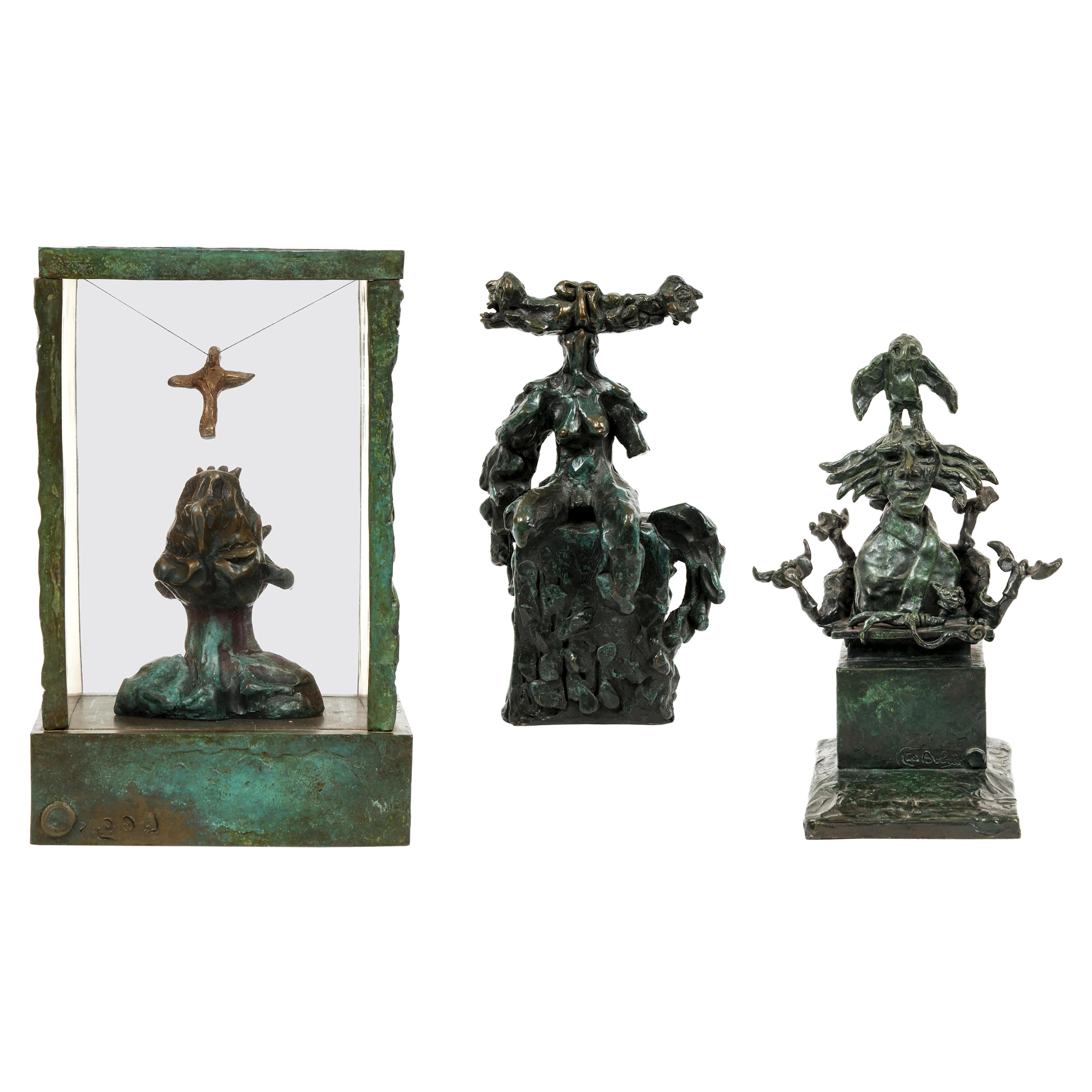 Conjunto de tres esculturas contemporáneas de bronce de Bob La Bobgah