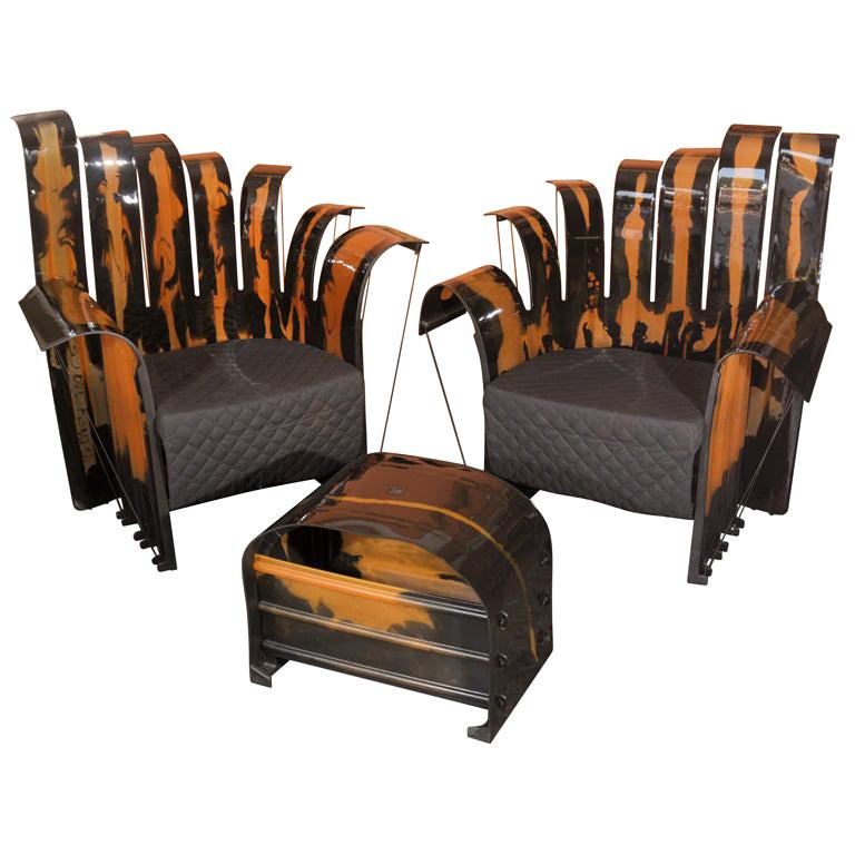  Set of Gaetano Pesce's Nobody's Royal Lounge Chairs and Ottoman  