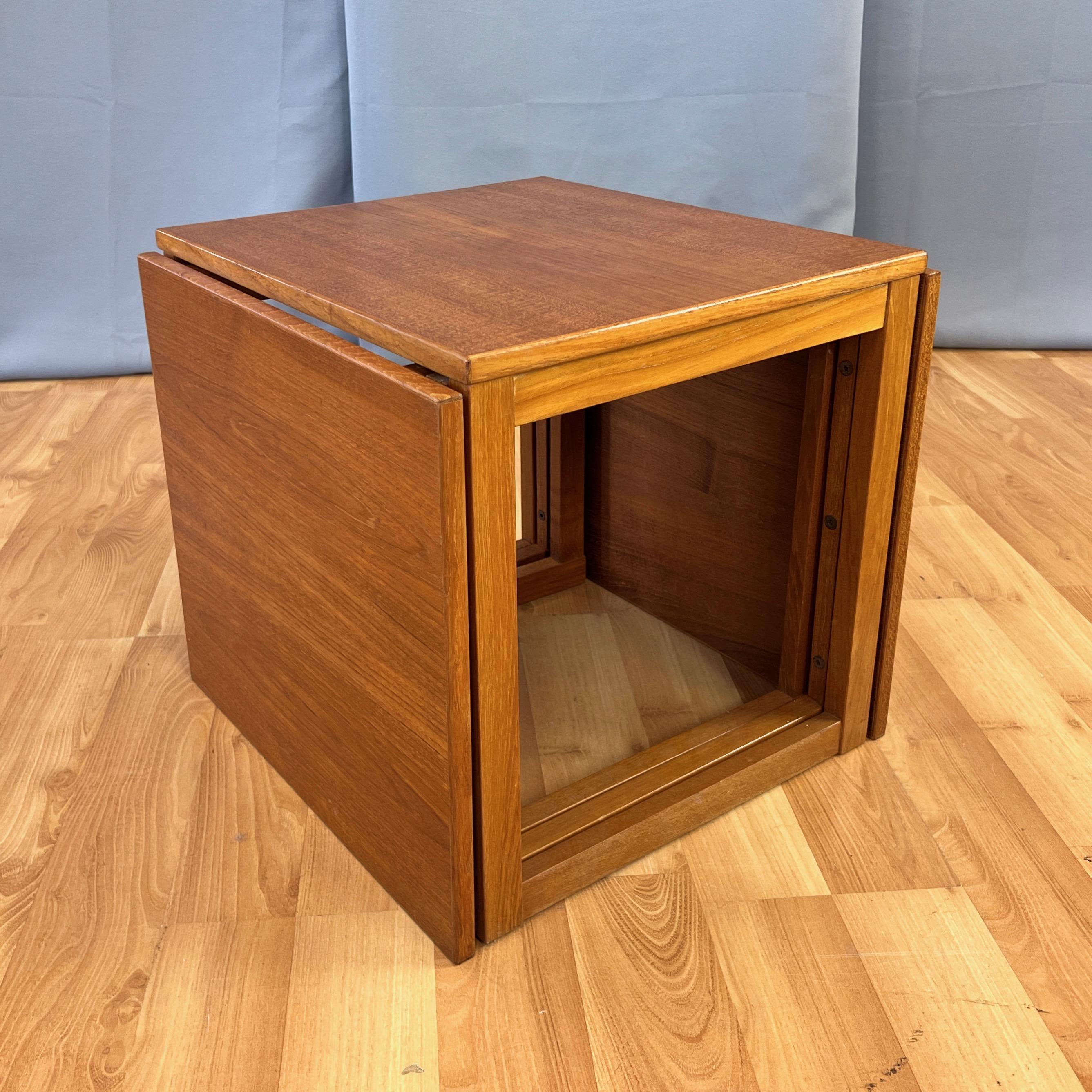 Mid-20th Century Kai Kristiansen Model 33 Teak Cube Nesting Tables Three-Piece Set, 1960s For Sale