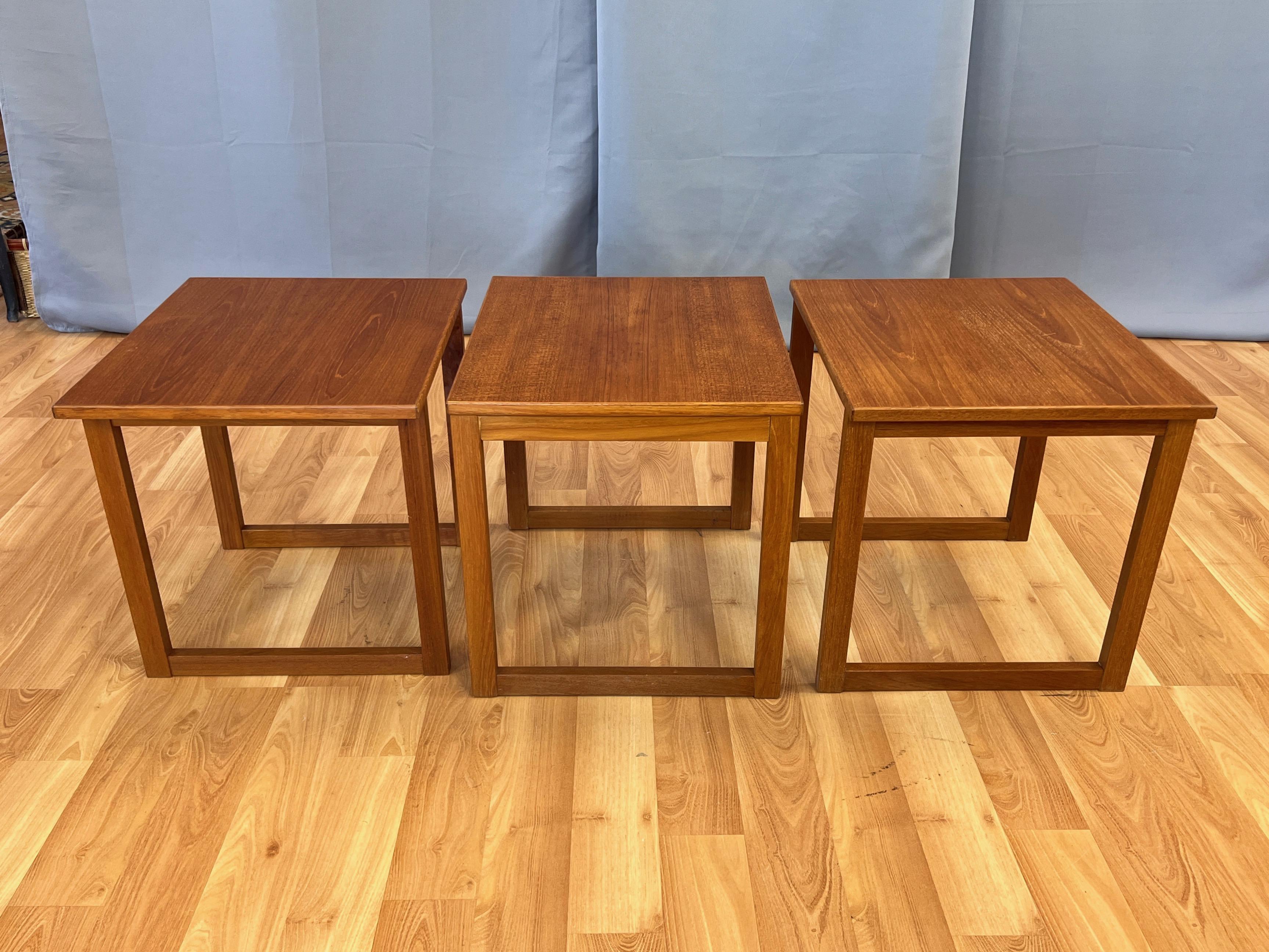 Kai Kristiansen Model 33 Teak Cube Nesting Tables Three-Piece Set, 1960s For Sale 2