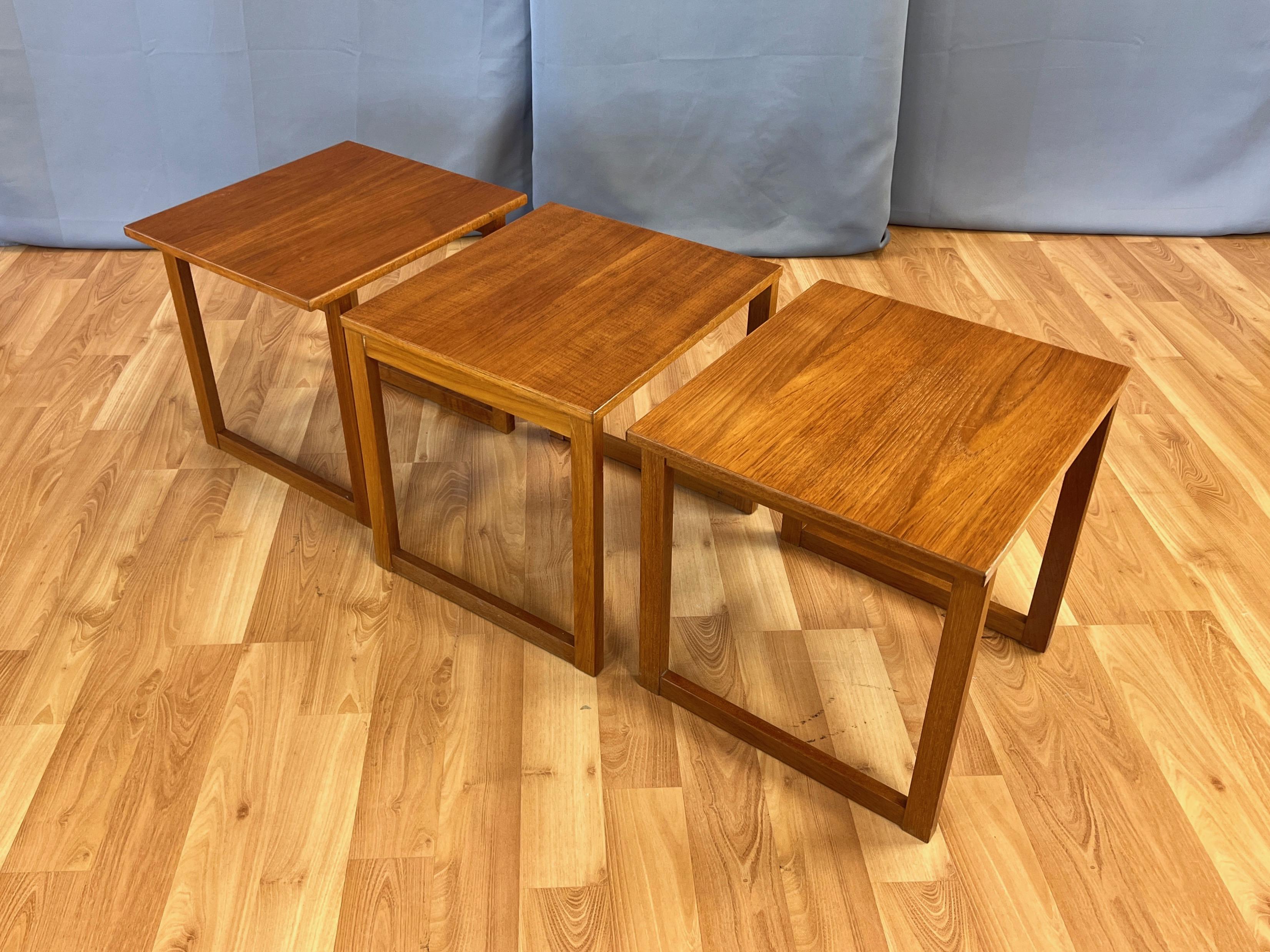 Kai Kristiansen Model 33 Teak Cube Nesting Tables Three-Piece Set, 1960s For Sale 3