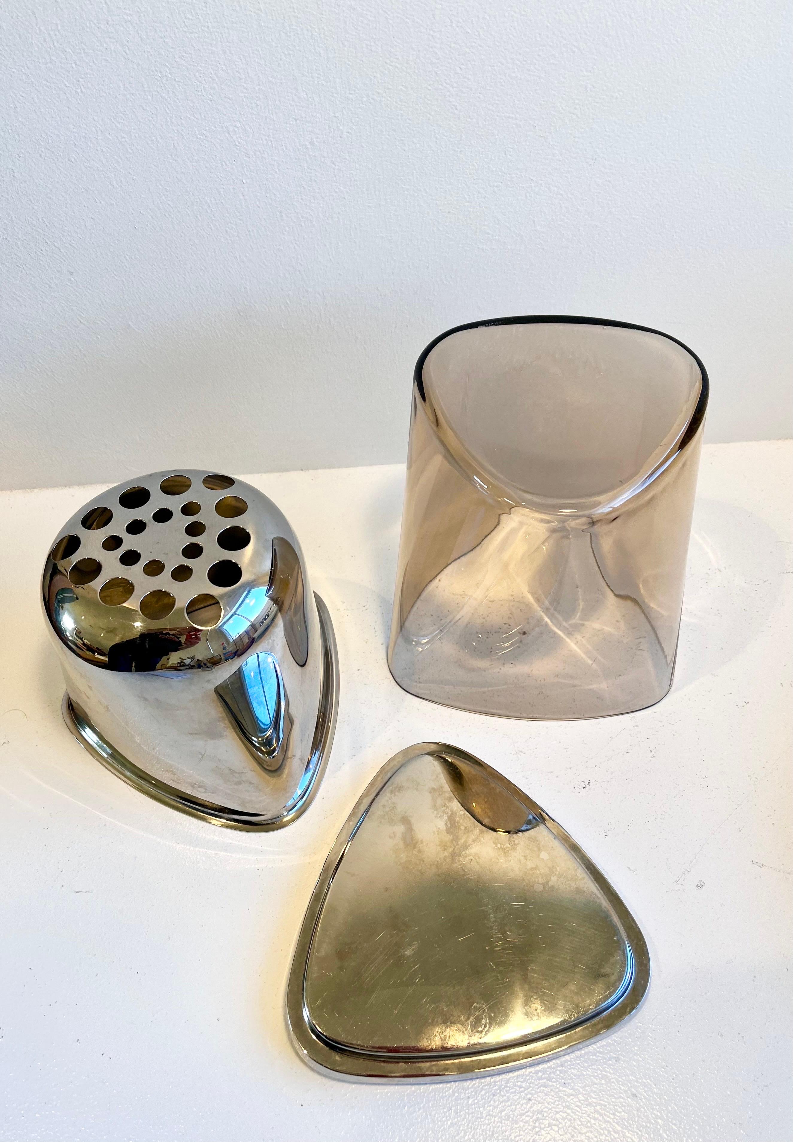 Cubitera de acero inoxidable y cristal de tres piezas de Georg Jensen en venta 6