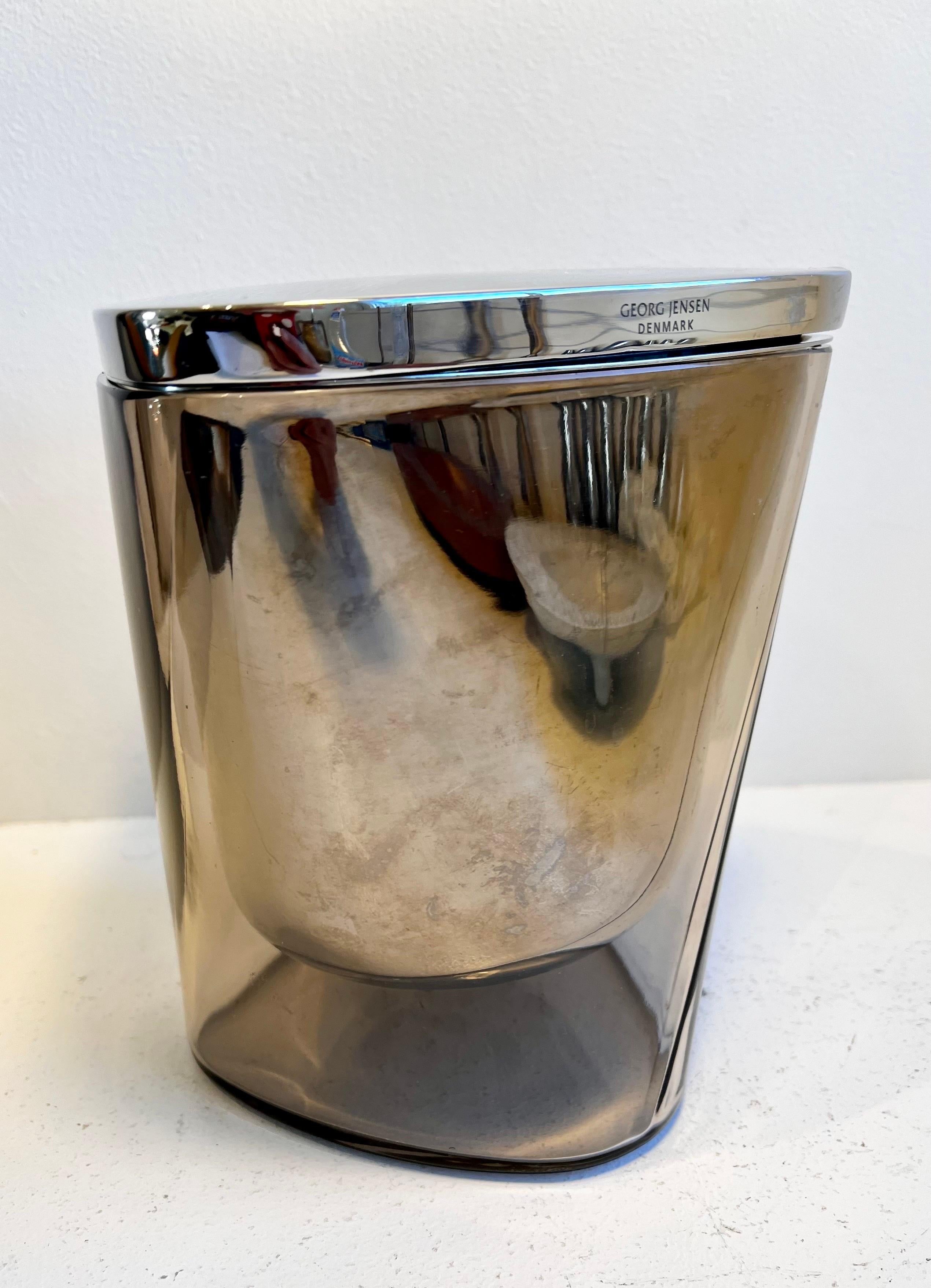 Cubitera de acero inoxidable y cristal de tres piezas de Georg Jensen en venta 7