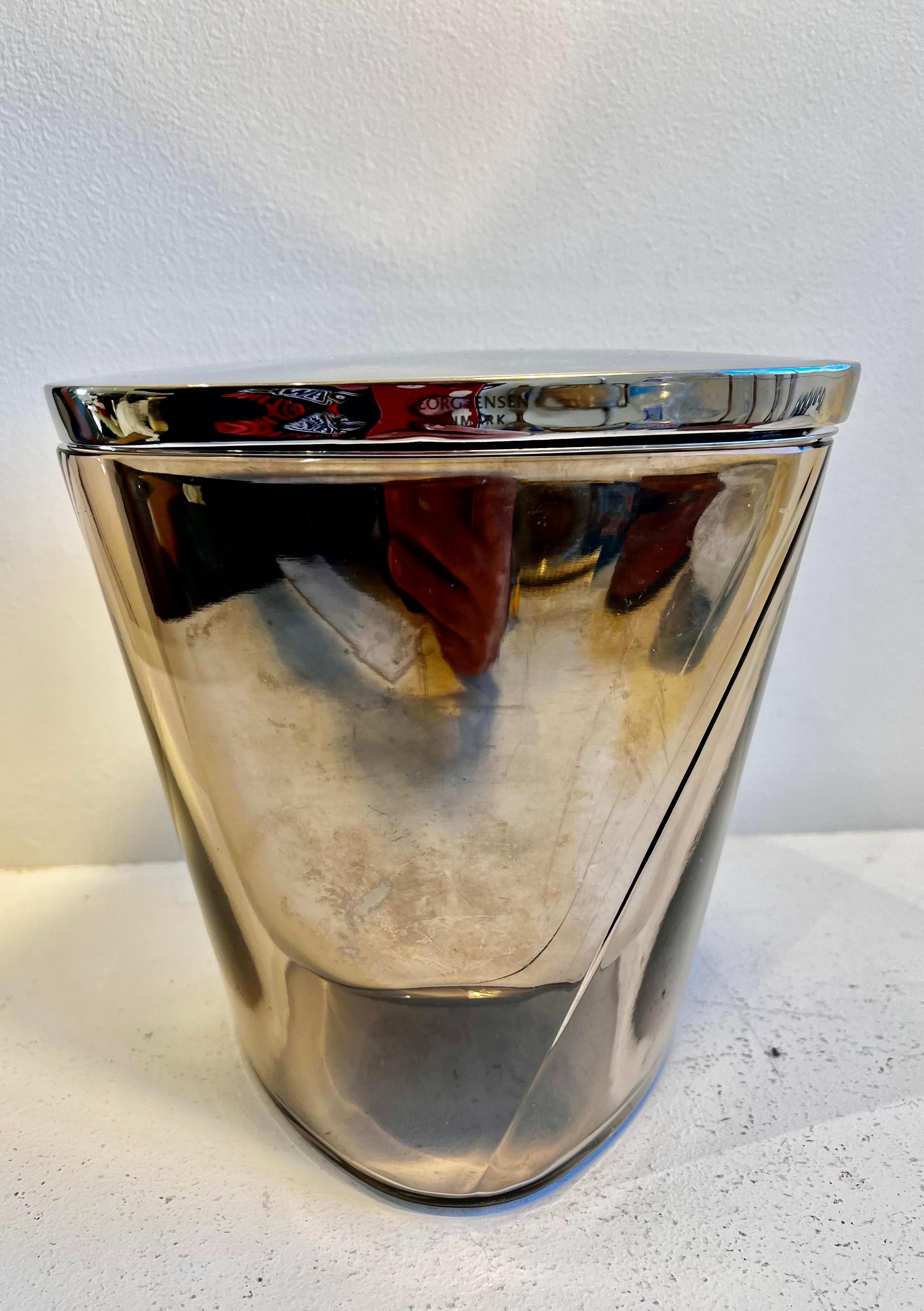 Cubitera de acero inoxidable y cristal de tres piezas de Georg Jensen en venta 9