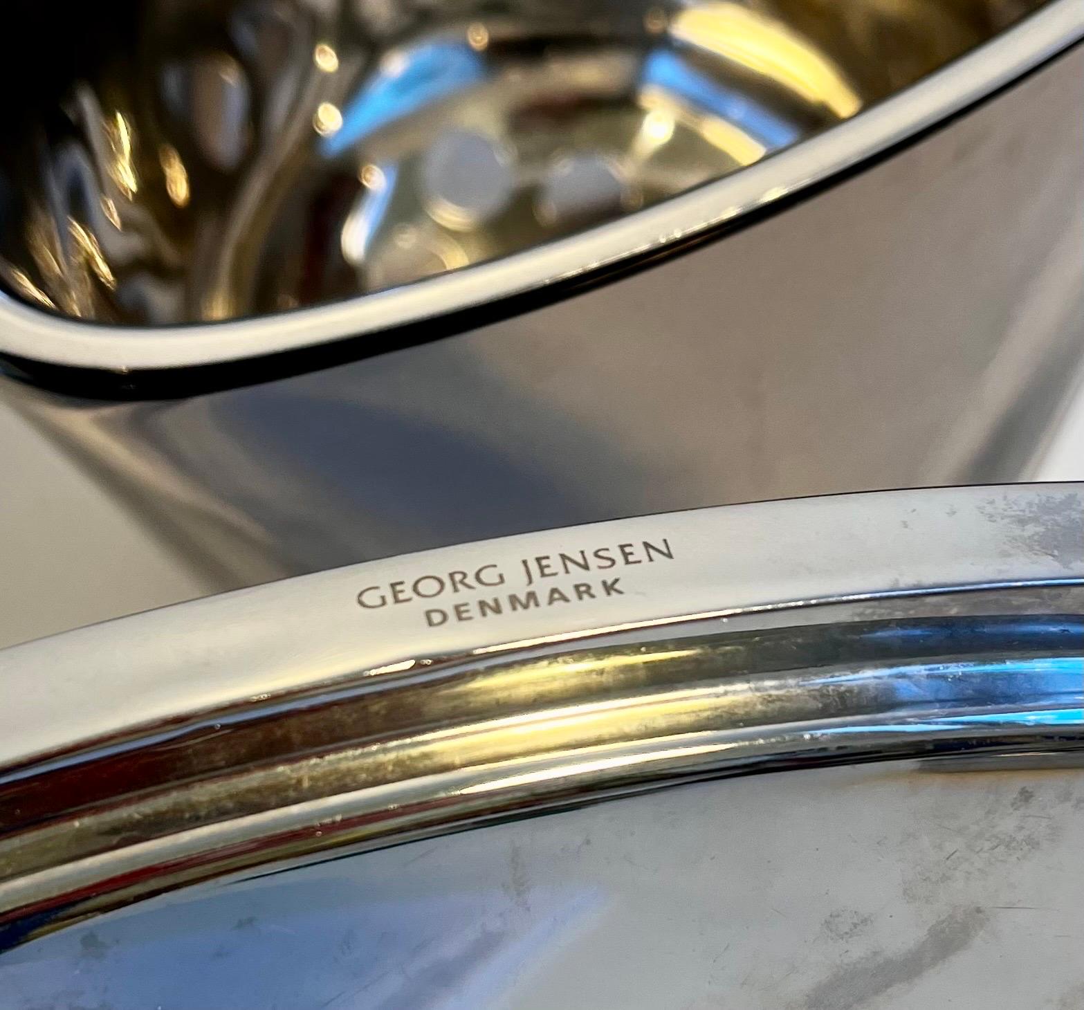 Cubitera de acero inoxidable y cristal de tres piezas de Georg Jensen en venta 12