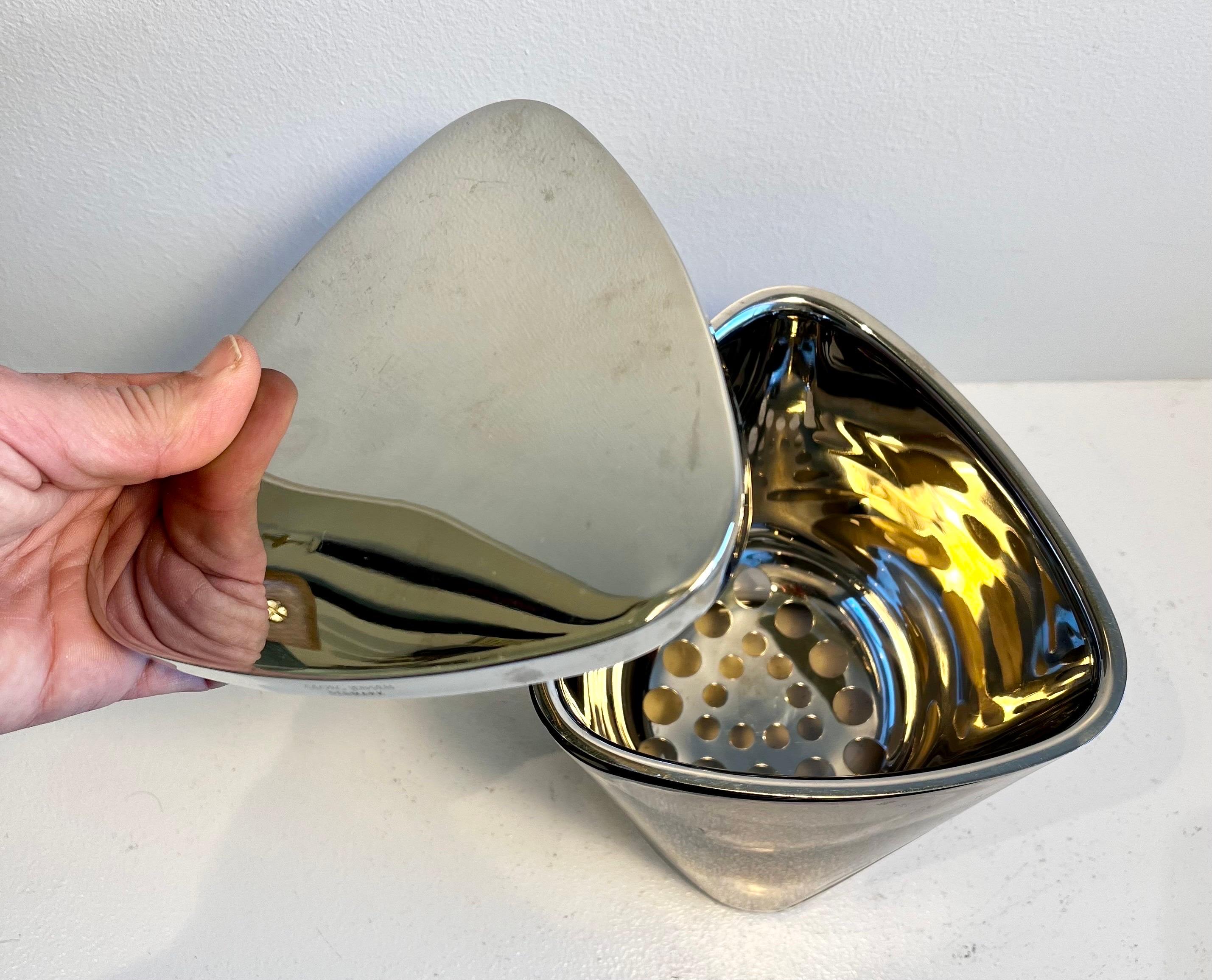 Cubitera de acero inoxidable y cristal de tres piezas de Georg Jensen en Bueno estado para la venta en Philadelphia, PA