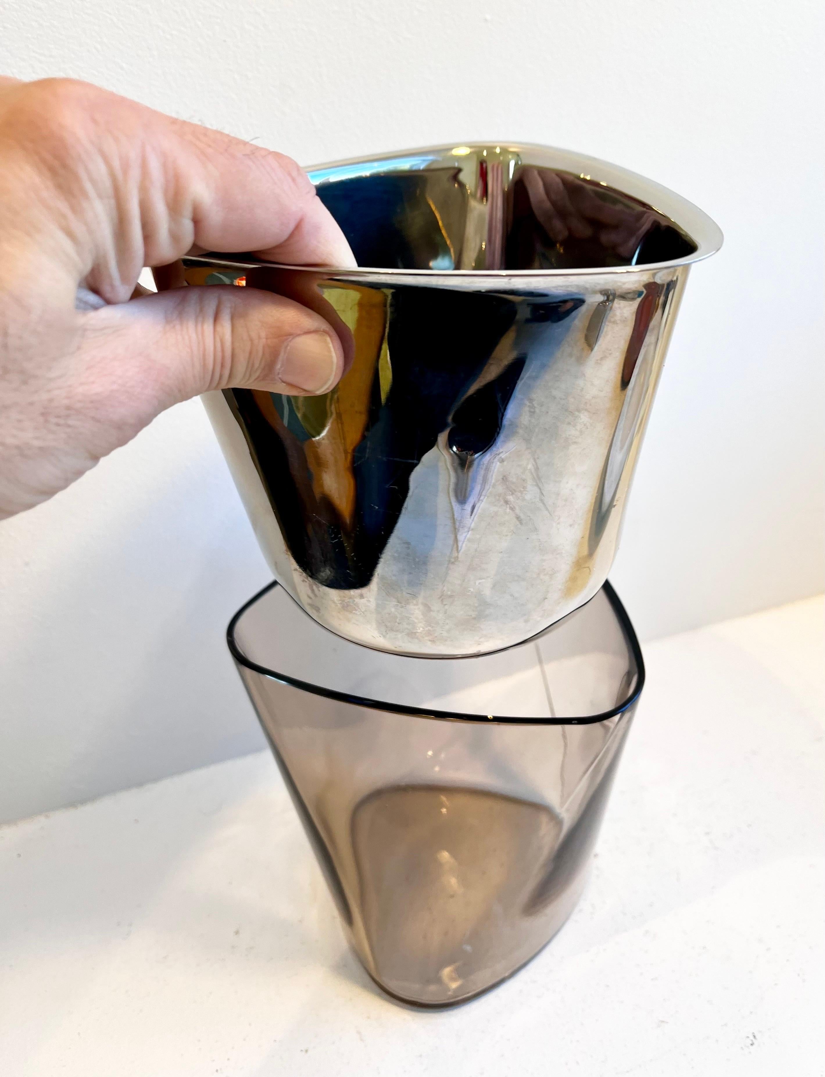 Cubitera de acero inoxidable y cristal de tres piezas de Georg Jensen Acero inoxidable en venta