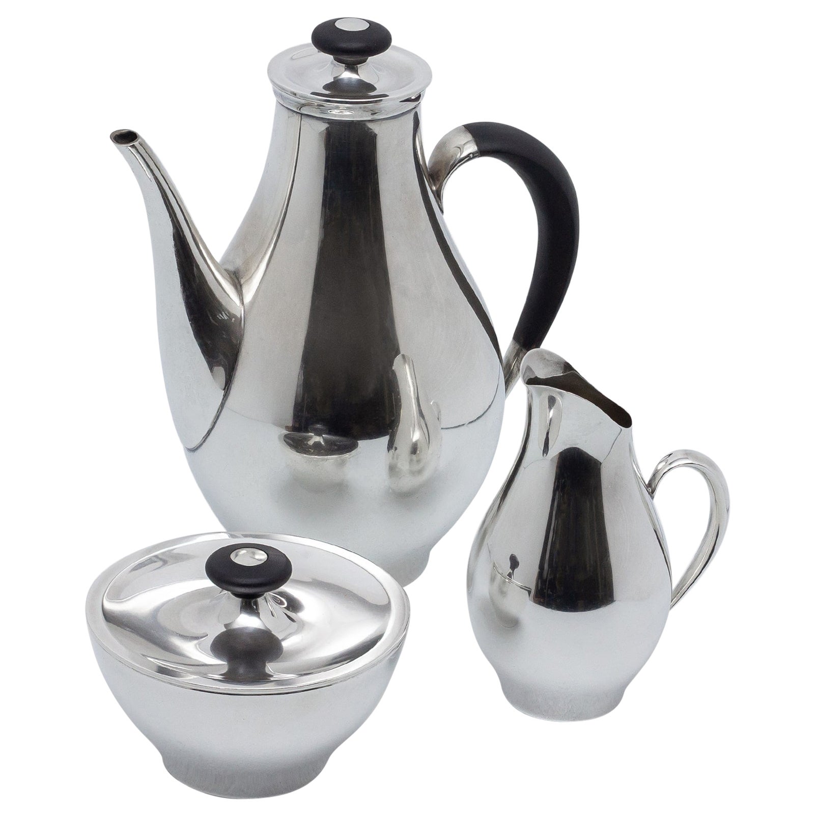 Juego de café de tres piezas de plata de ley con diseño "Directional" de Gorham