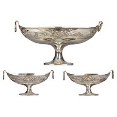 Used Three Piece Sterling Silver Table Garniture, circa 1900