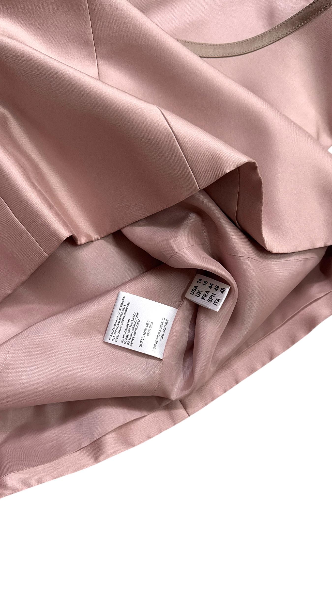Three-Piece Striped Silk Ensemble in Rose Gold by Elite - We pay for import duty in vendita 7