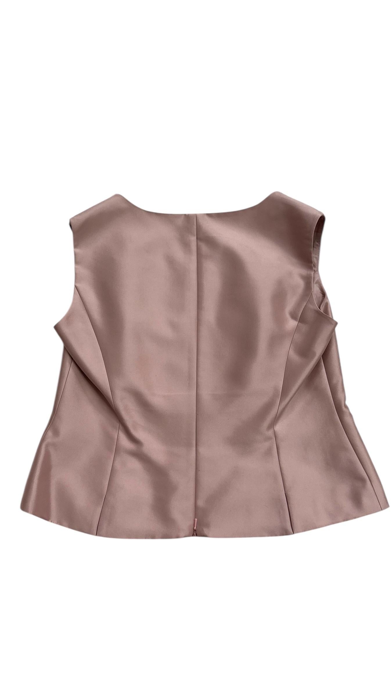 Three-Piece Striped Silk Ensemble in Rose Gold by Elite - We pay for import duty in vendita 4