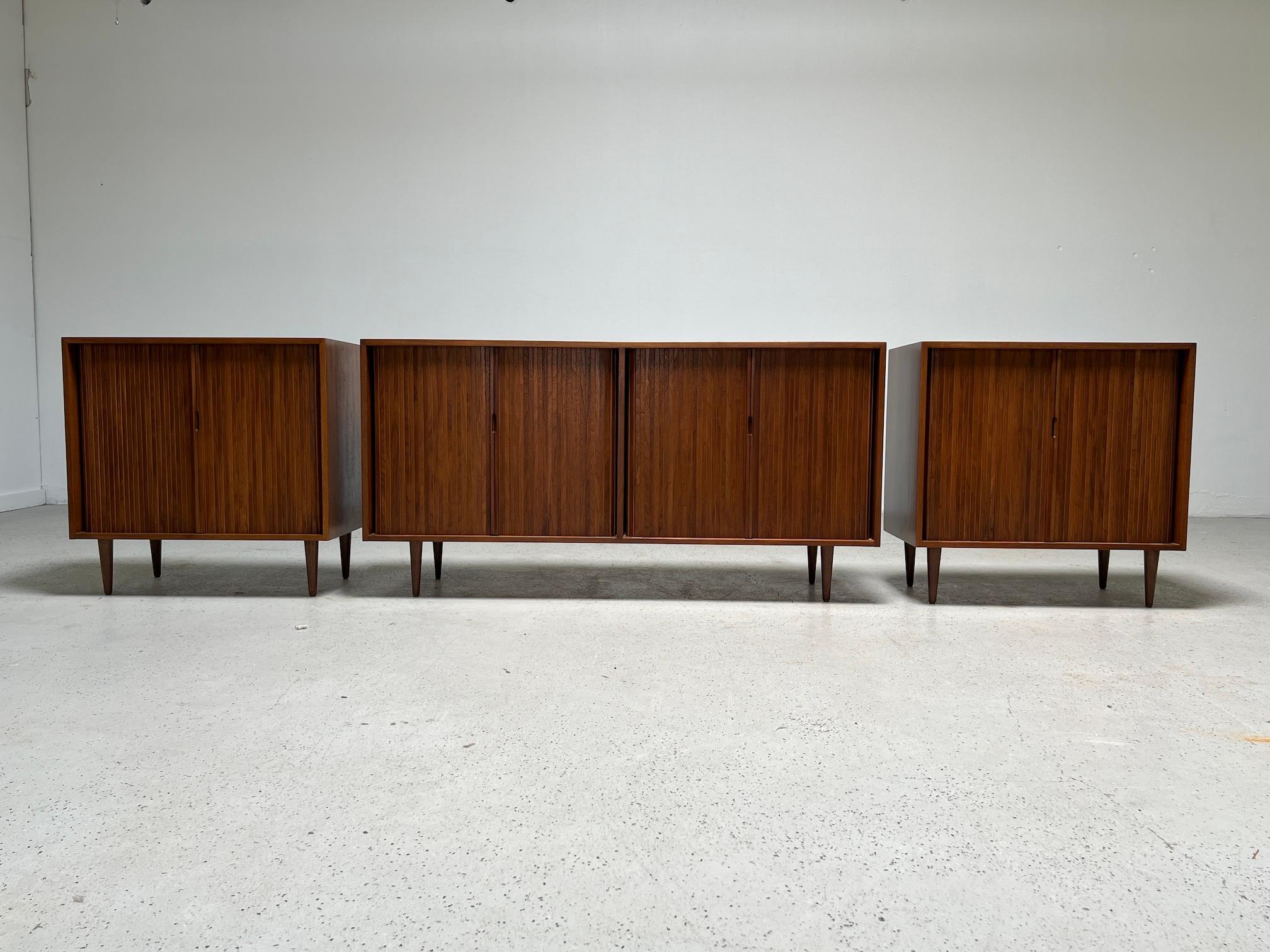 Three Piece Tambour Cabinet by Milo Baughman 12