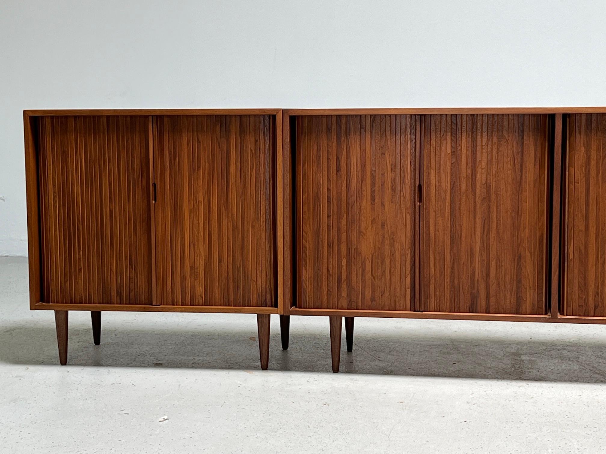 Mid-20th Century Three Piece Tambour Cabinet by Milo Baughman