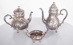 Three-Piece Tea Serving Set in Metal and Silver