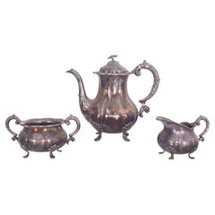 Three-Piece Tea Serving Set in Metal and Silver