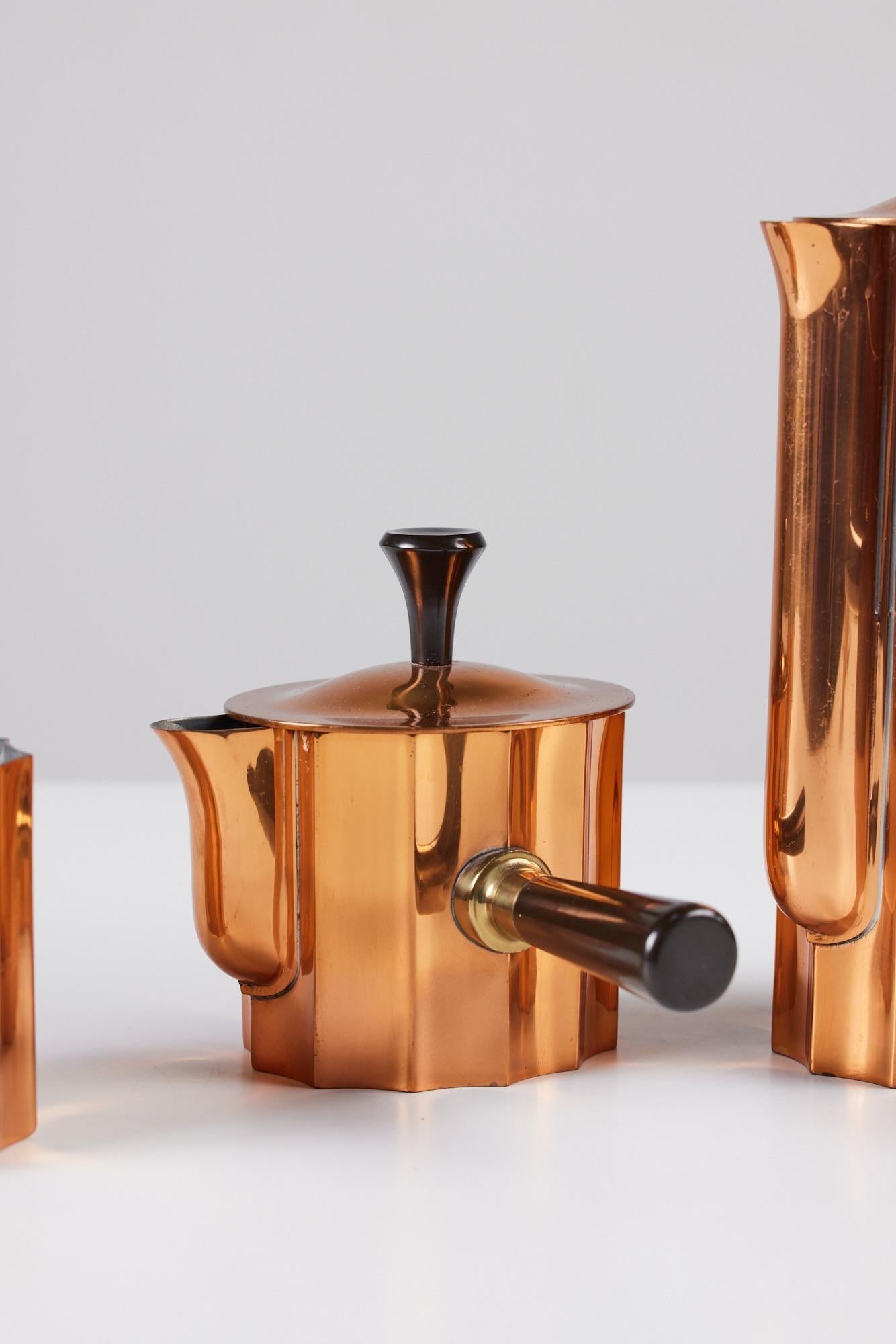Copper Three-Piece Tea Set by Walter Von Nessen for Chase