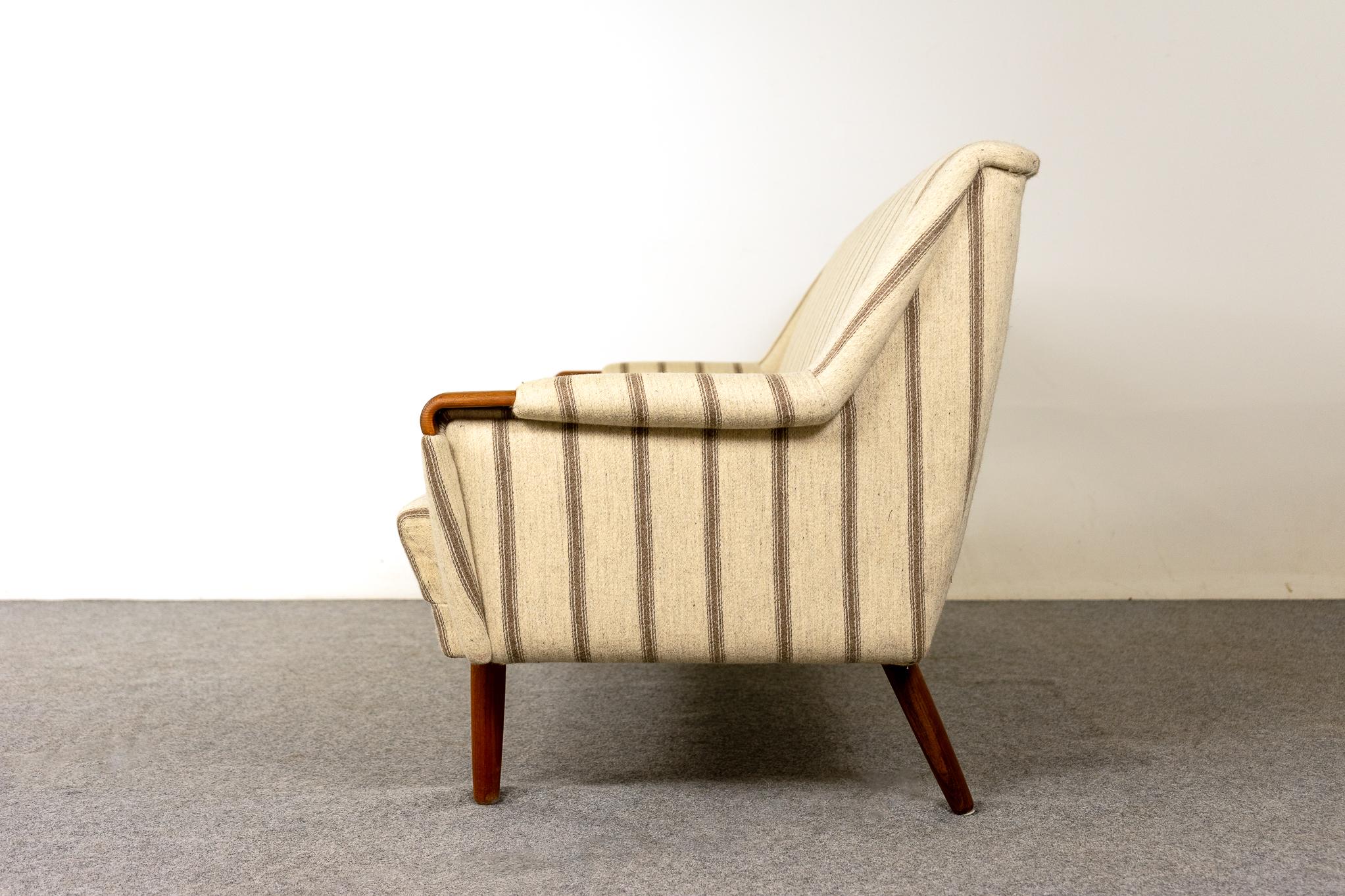 Wool Three Piece Teak Danish Modern Sofa Set