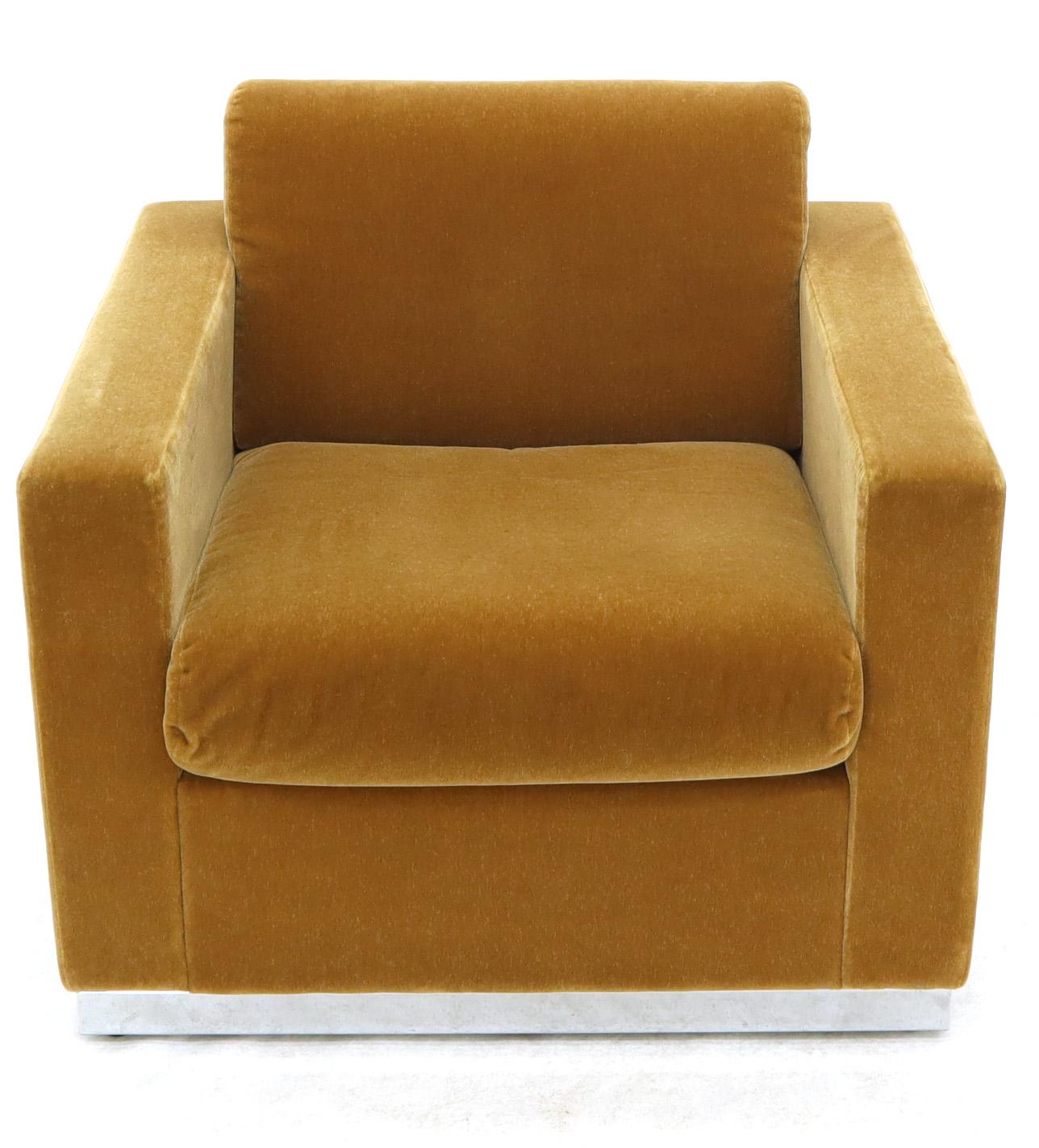 Three Pieces Mohair Living Room Set Club Chairs Love Seat Sofa 5