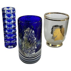 Vintage Three pieces of 20th century Czech designer glass