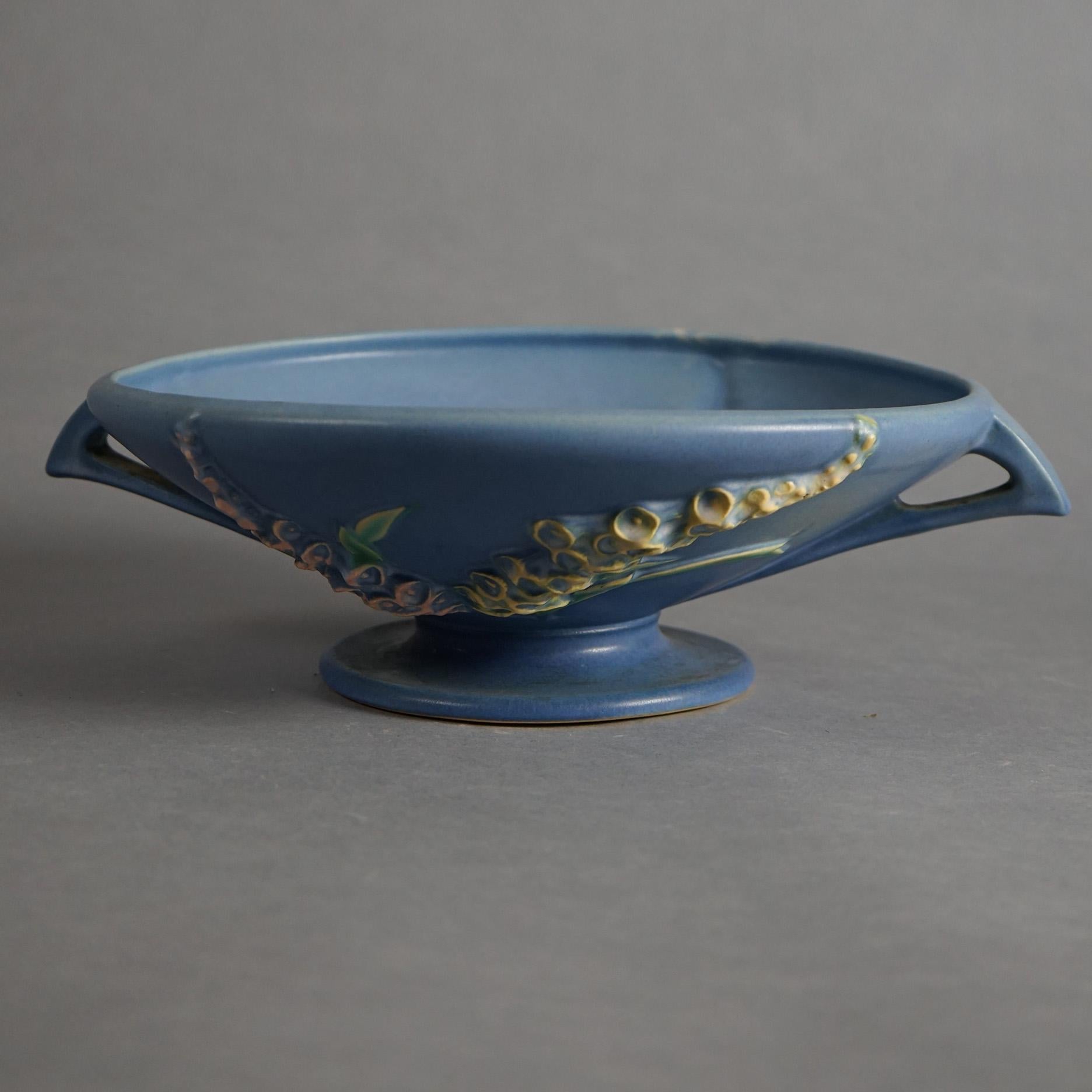 Three Pieces of Blue Roseville Art Pottery with Foxglove Pattern Mid 20thC 2