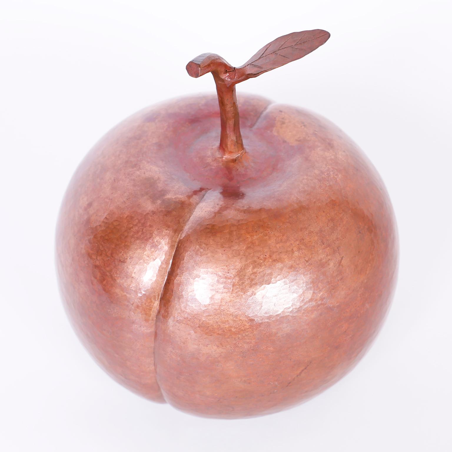 French Two Pieces of Hand Hammered Copper Fruit For Sale