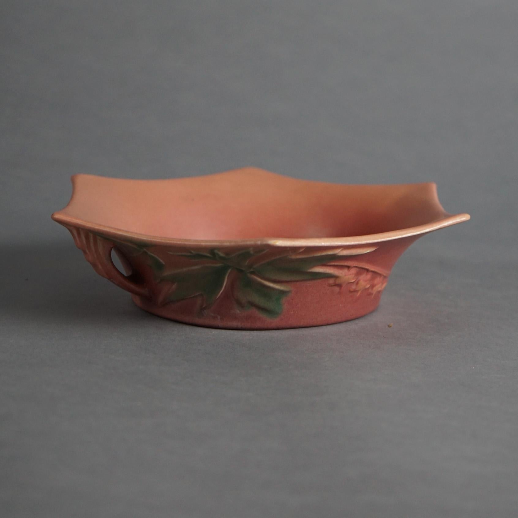 Three Pieces of Pink Roseville Art Pottery with Bleeding Heart Pattern Mid 20thC 1
