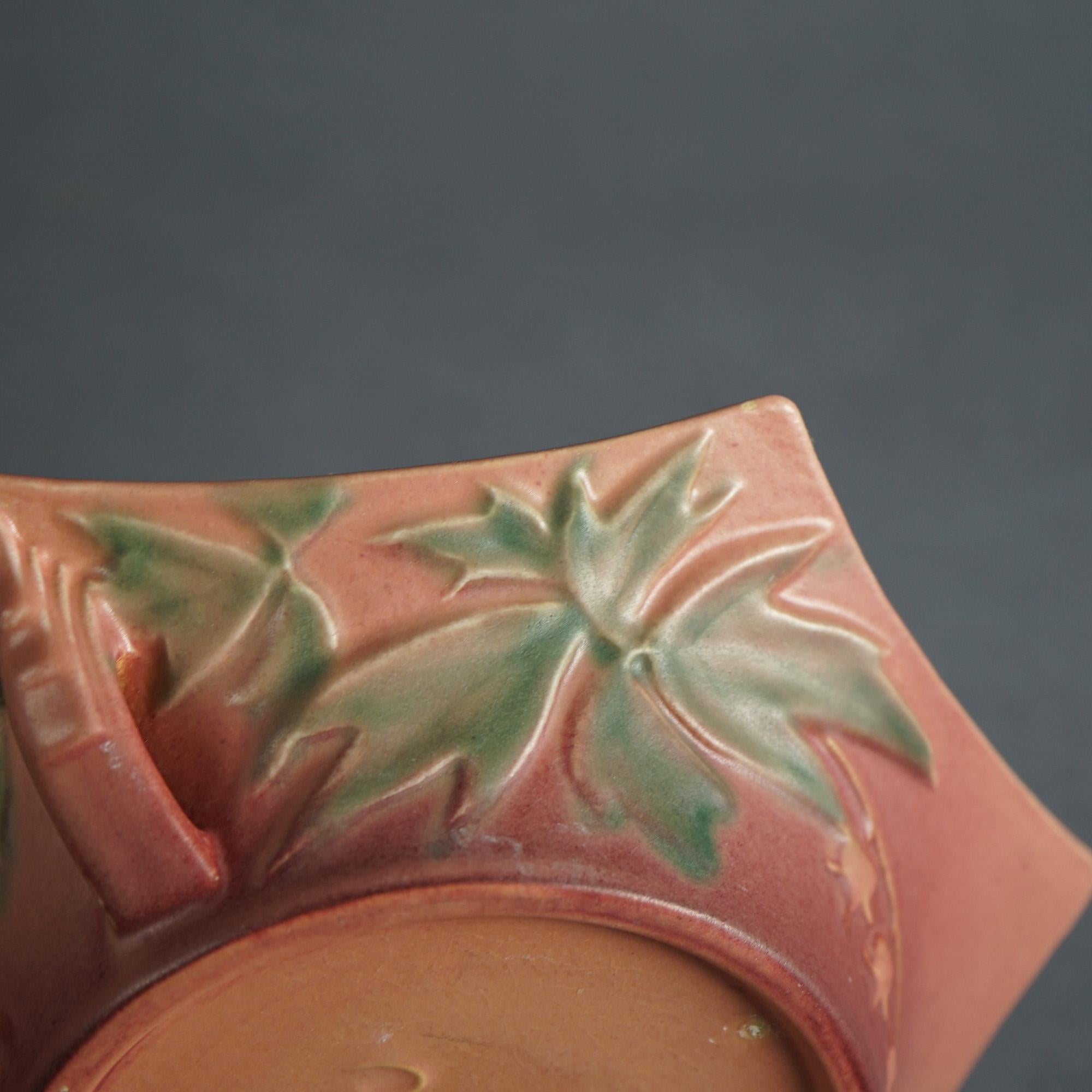 Three Pieces of Pink Roseville Art Pottery with Bleeding Heart Pattern Mid 20thC 3