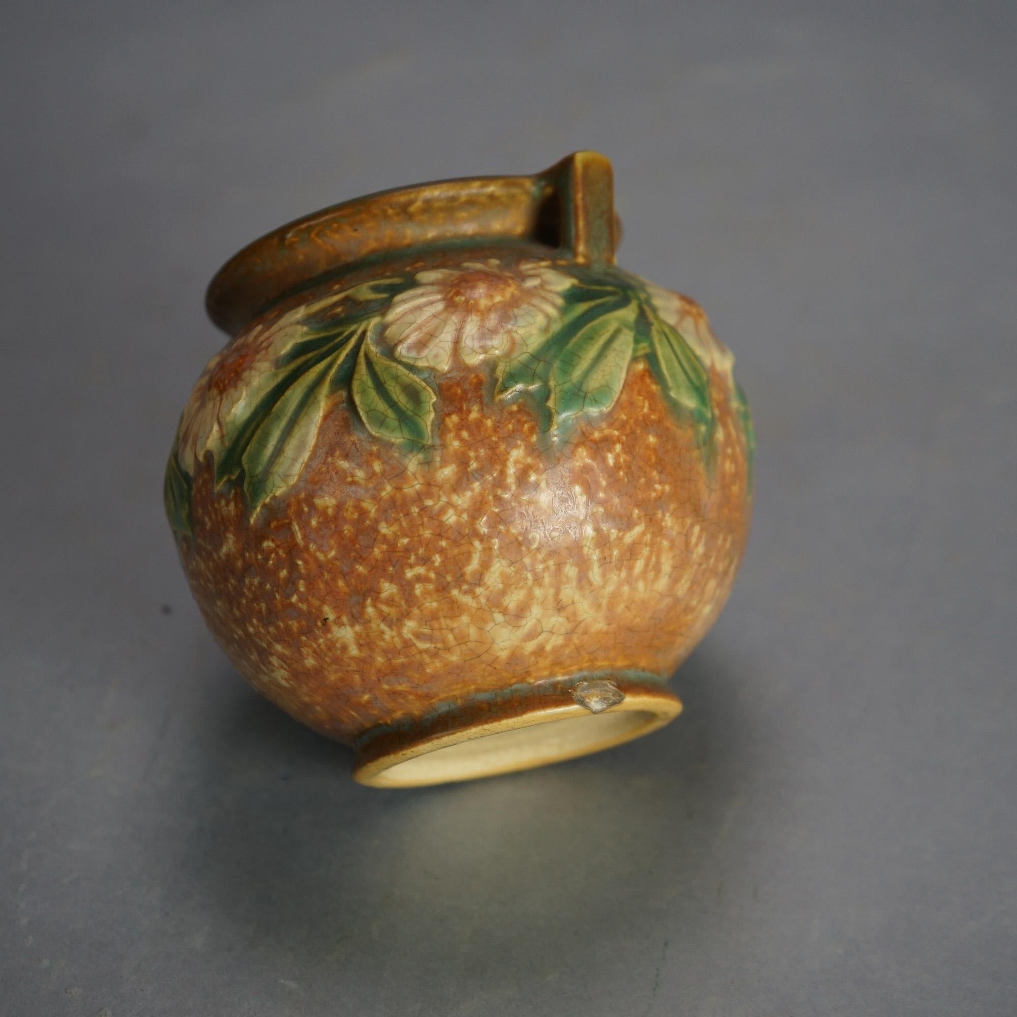 Three Pieces of Roseville Art Pottery, Dahlrose in Brown, c1928 1