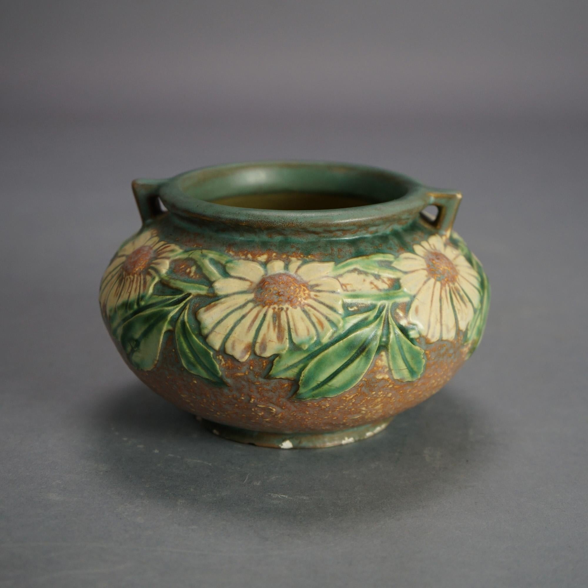 Three Pieces of Roseville Art Pottery, Dahlrose in Brown, c1928 4