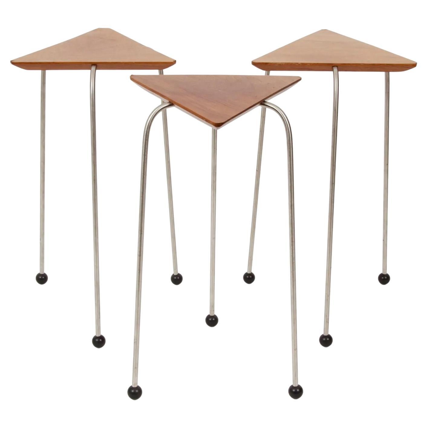 Three-Pieces of Triangular Nesting Stools by David Kiernan For Sale