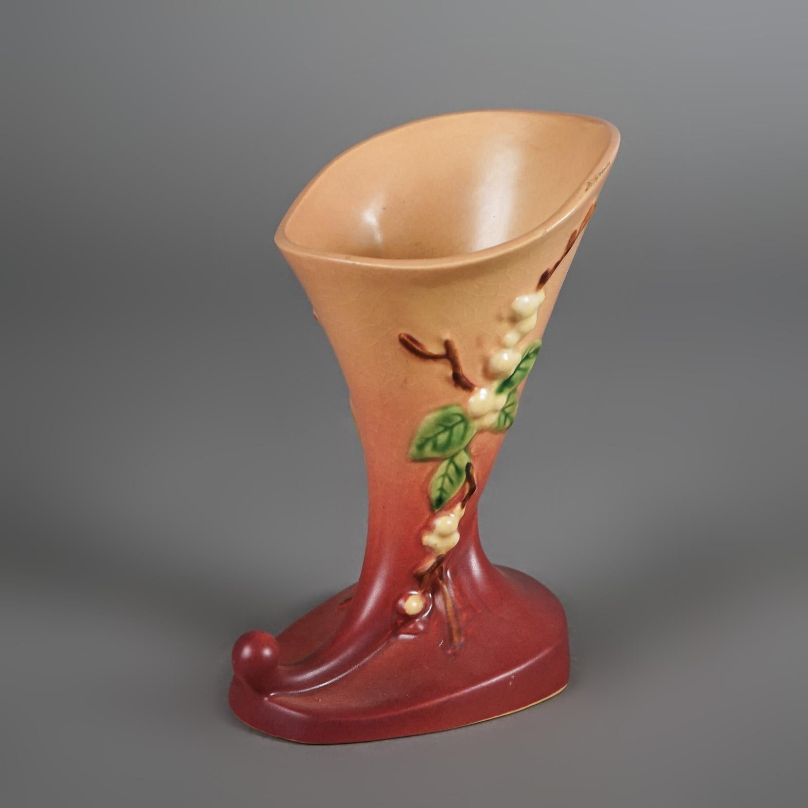 20th Century Three Pink Roseville Art Pottery Items with Snowberry Pattern Mid 20thC