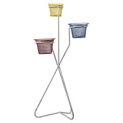 Three-planter metal plant stand by Mathieu Matégot circa 1950