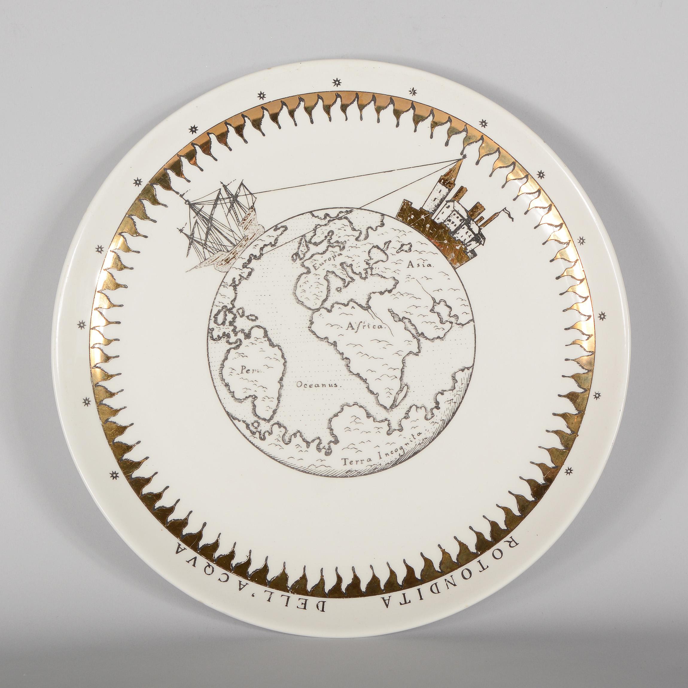 Porcelain Three Plates from the Astronomici Series by Piero Fornasetti