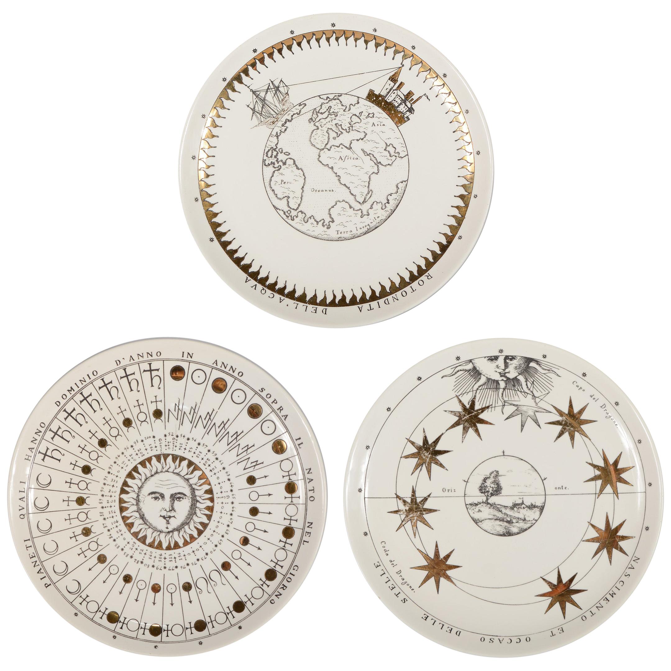 Three Plates from the Astronomici Series by Piero Fornasetti
