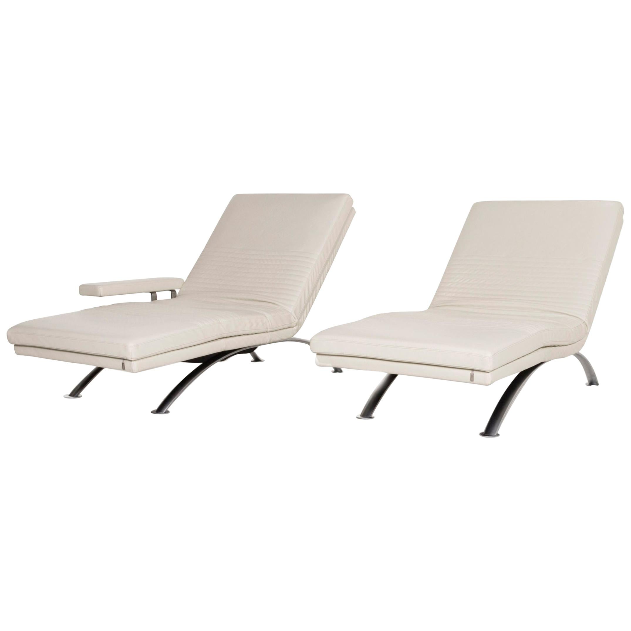 Three-Point Leather Lounger Cream Function Relax Function Sleep Function 2 For Sale