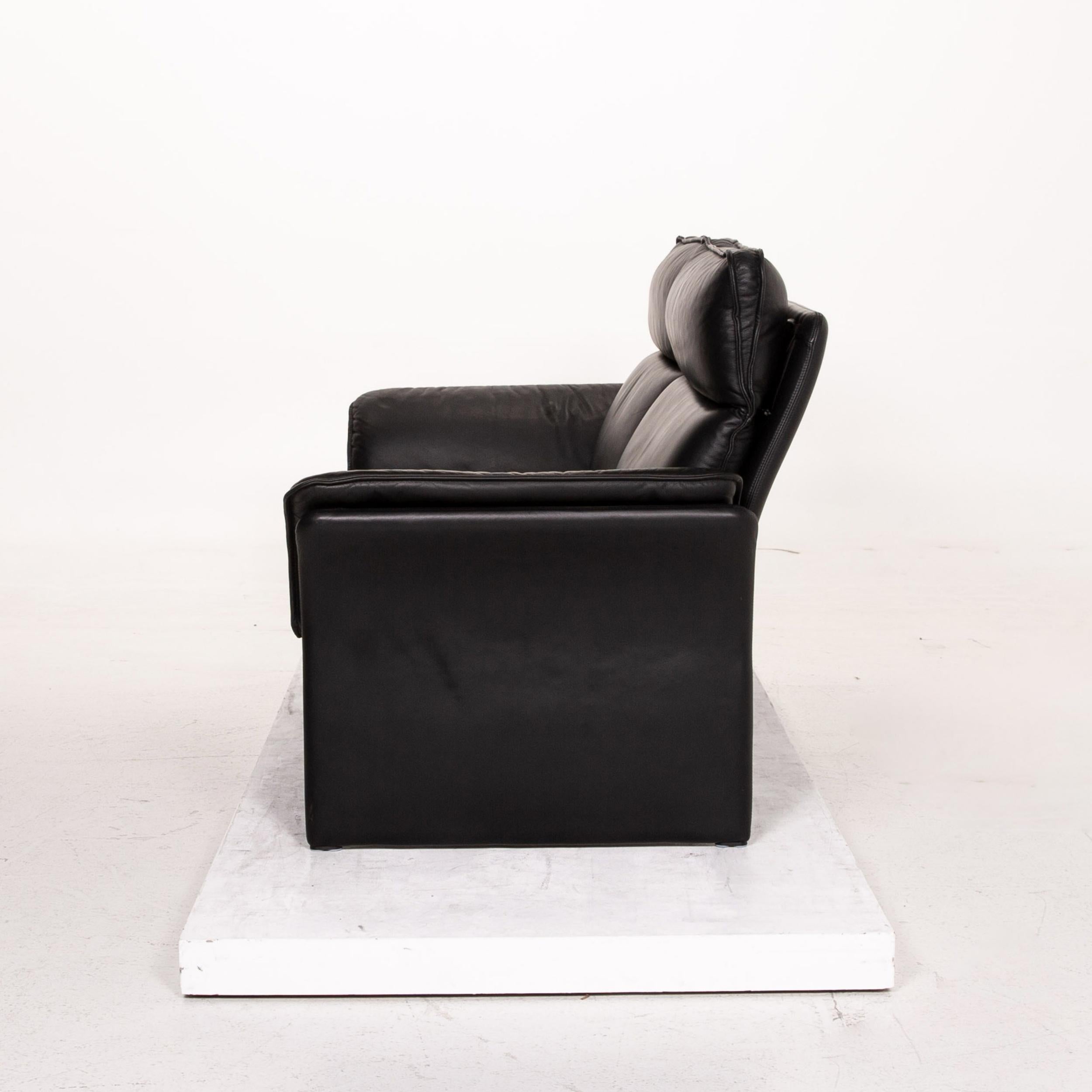 Three-Point Scala Leather Sofa Black Three-Seat Couch 5
