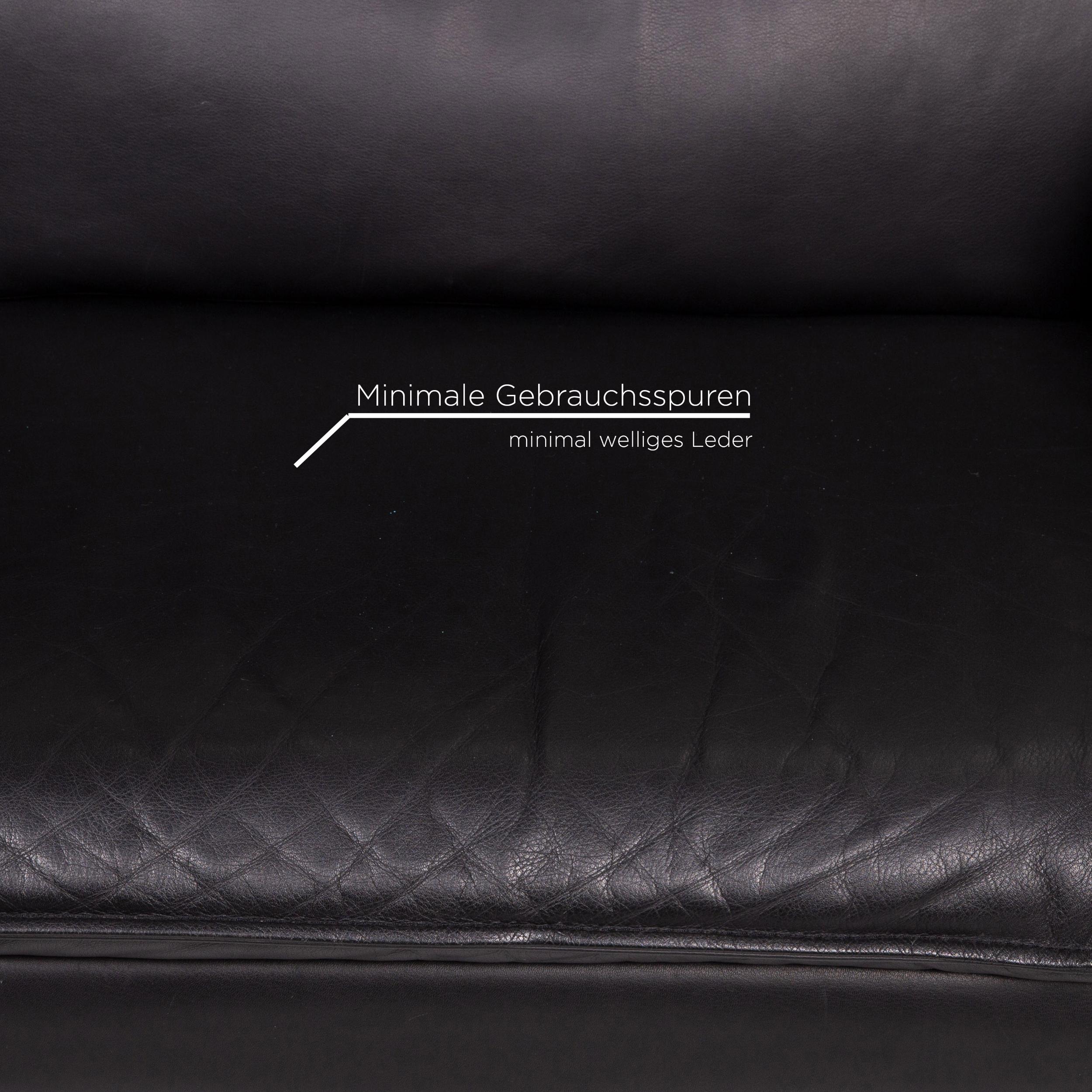 German Three-Point Scala Leather Sofa Black Three-Seat Couch