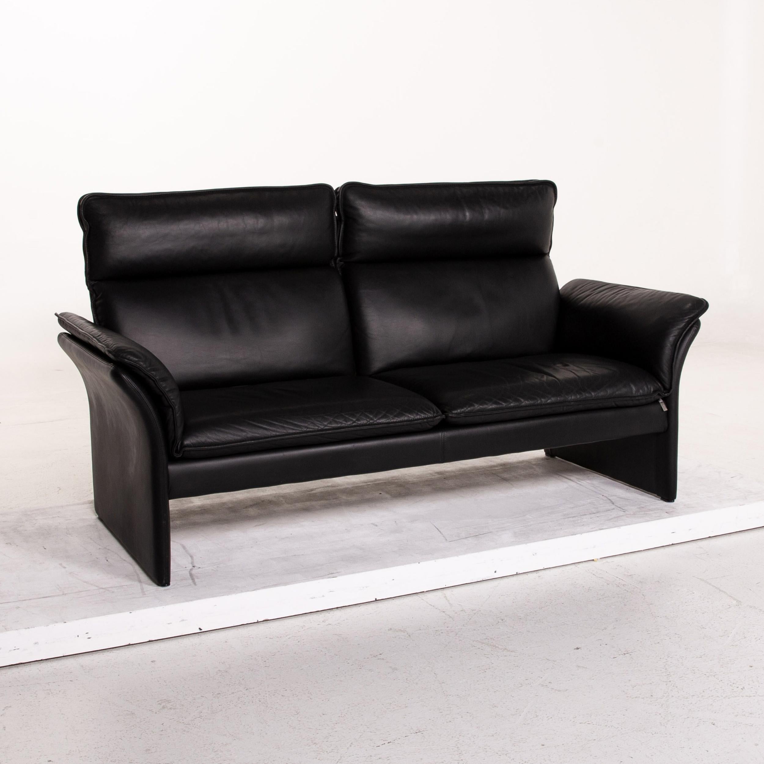 Three-Point Scala Leather Sofa Black Three-Seat Couch 1