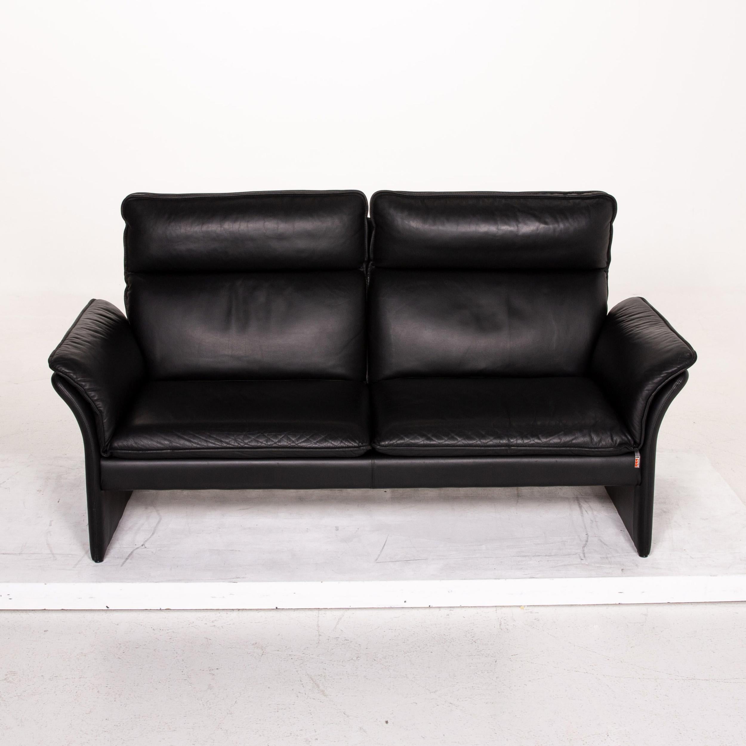 Three-Point Scala Leather Sofa Black Three-Seat Couch 2
