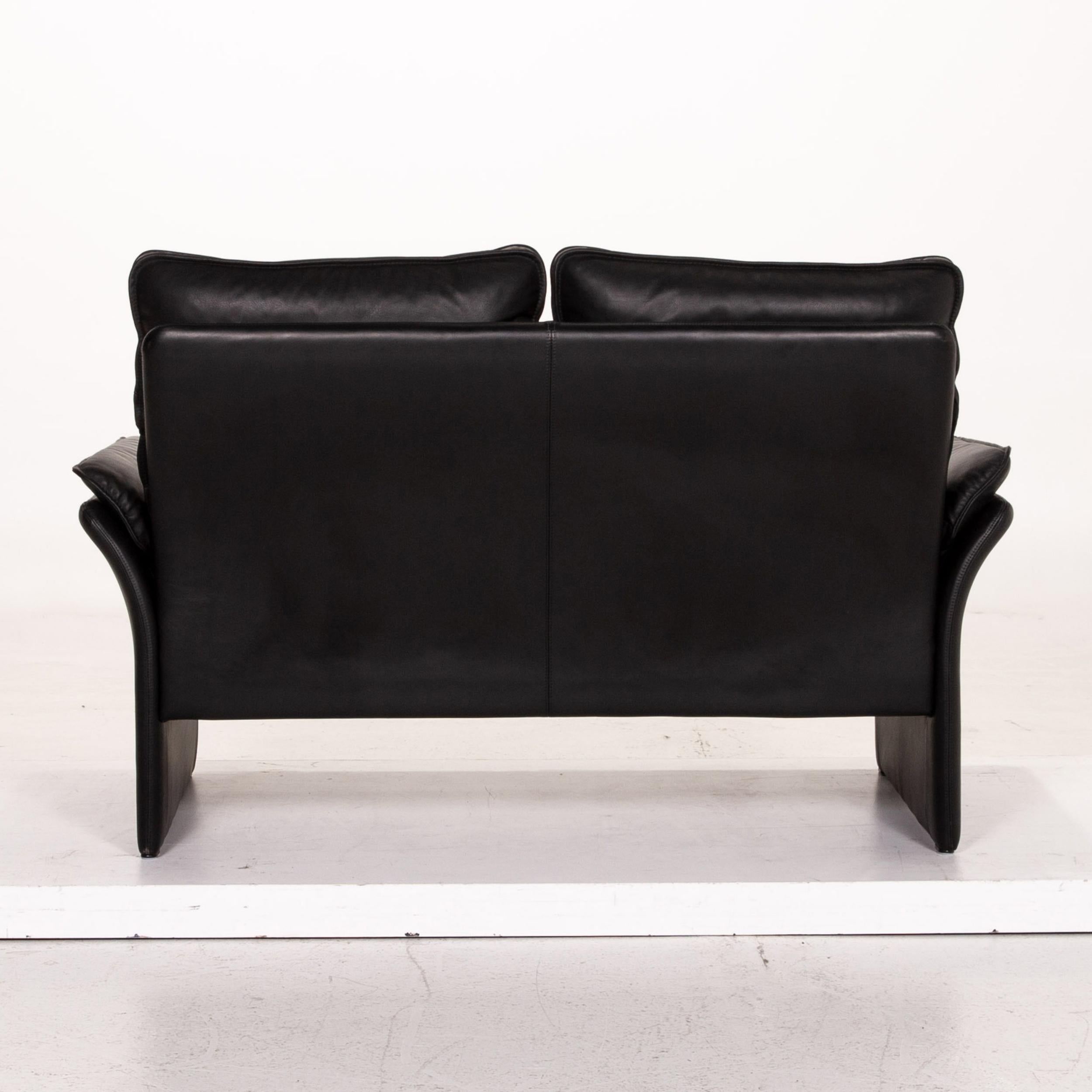 Three-Point Scala Leather Sofa Black Two-Seat Couch 2