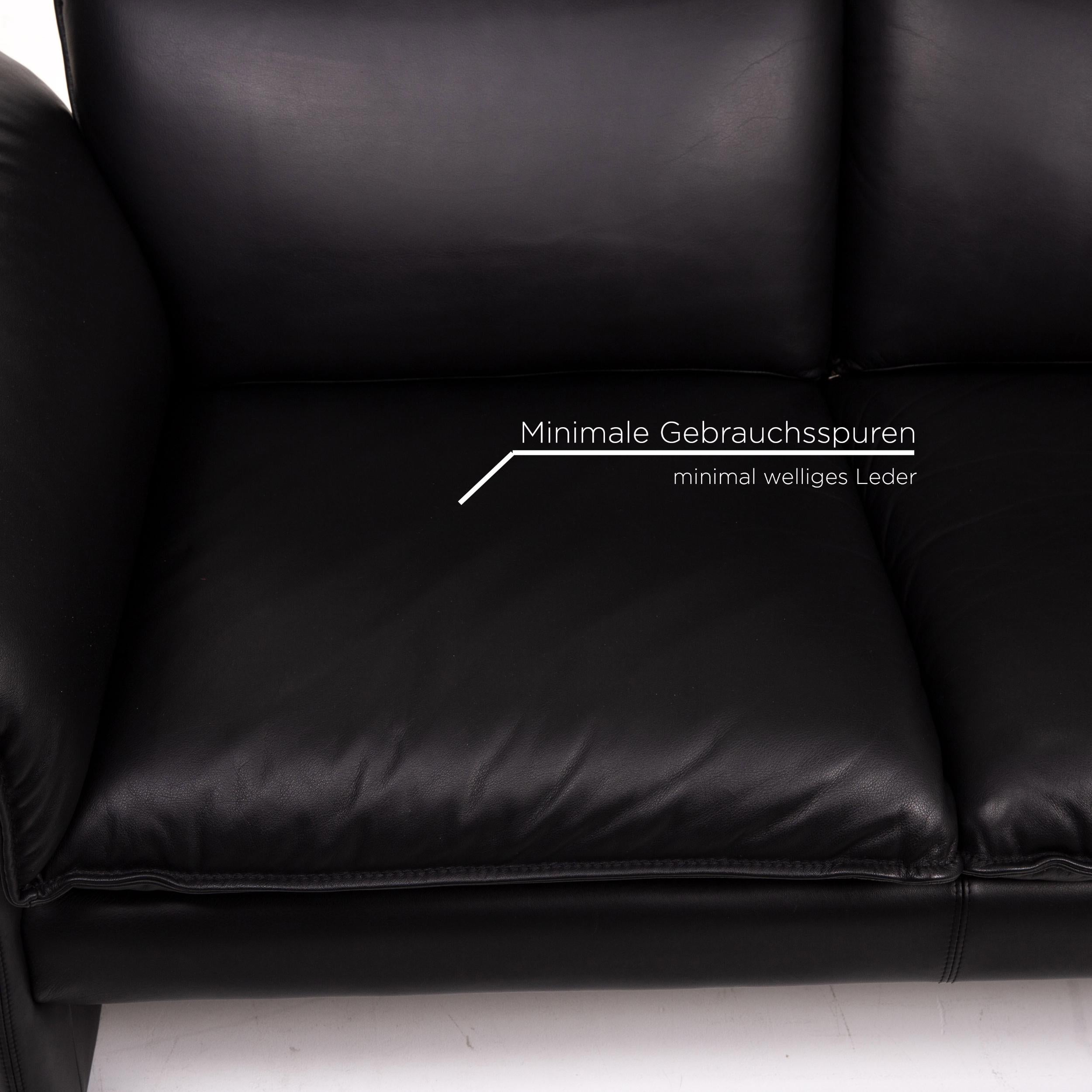 Three-Point Scala Leather Sofa Set Black 1 Three-Seat 1 Two-Seat 1
