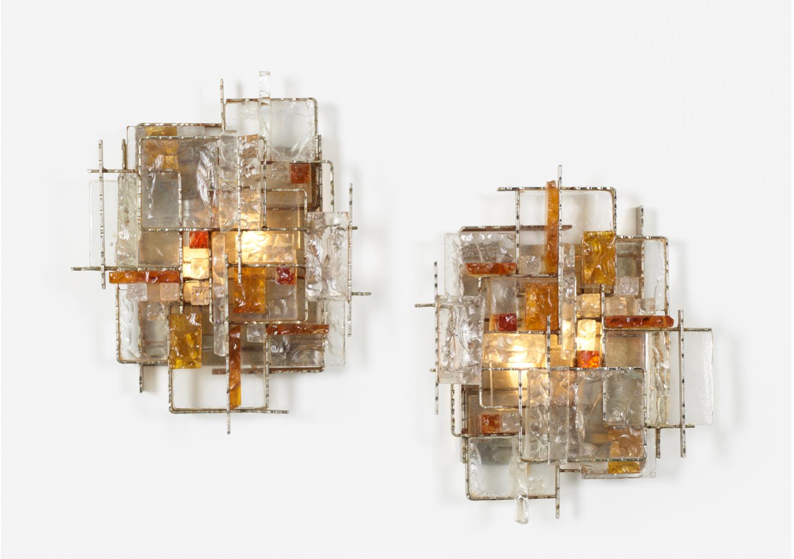 Glass Three Poliarte Sconces