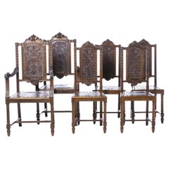 THREE PORTUGUESE ARMCHAIRS AND SIX CHAIRS 19th century 