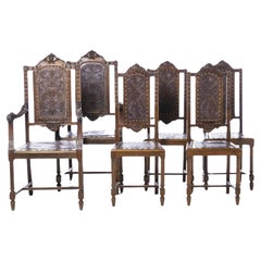 Antique THREE PORTUGUESE ARMCHAIRS AND SIX CHAIRS 19th century 