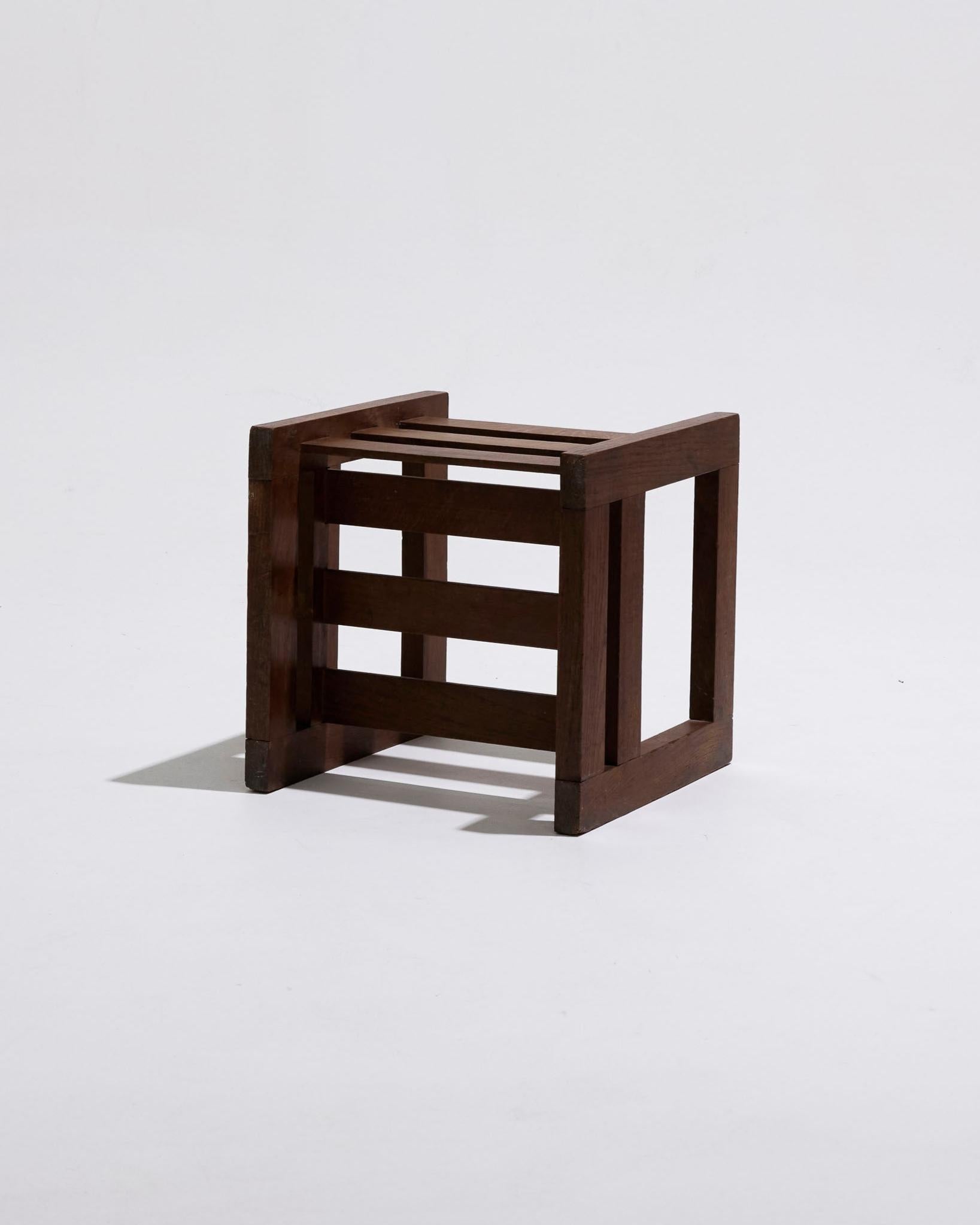 Three-position wooden stool, 1950s In Good Condition For Sale In PARIS, FR