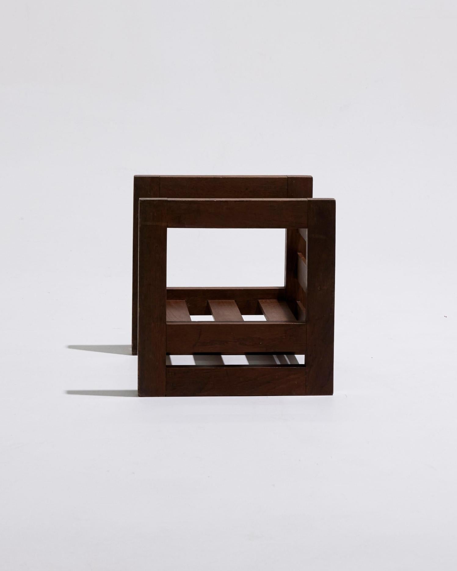 Wood Three-position wooden stool, 1950s For Sale