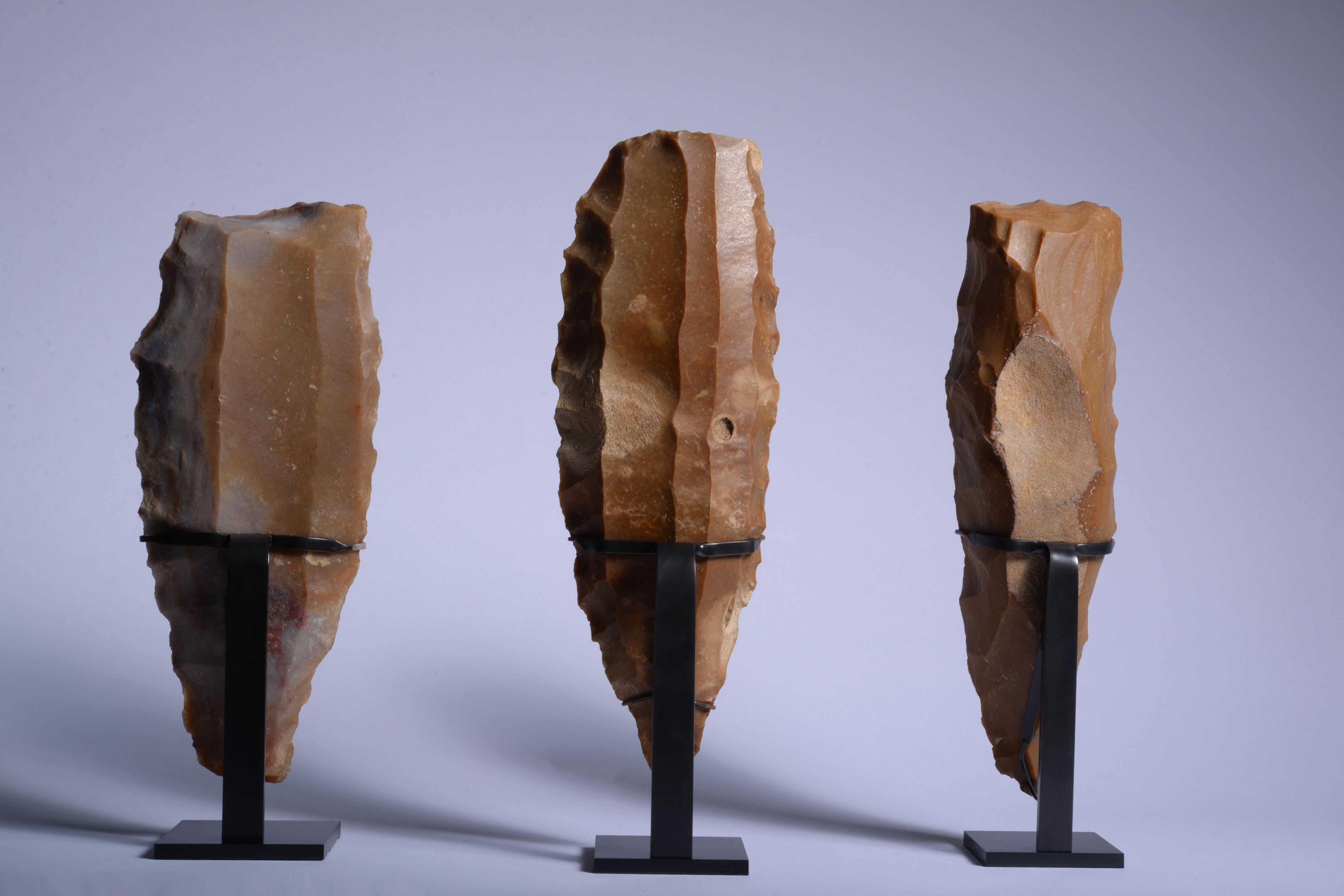 18th Century and Earlier Three Prehistoric Neolithic Flint Cores